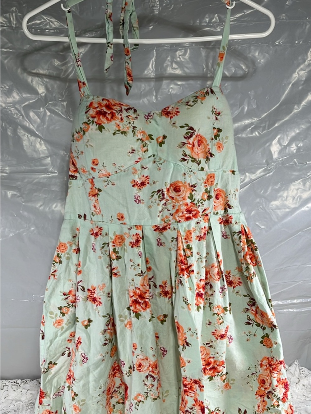 No Boundaries Mint Floral Midi Dress with Spaghetti Straps
